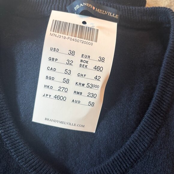 BRANDY MELVILLE Blue V-Neck Long Sleeve Sweater USD 38 - Picture 3 of 3